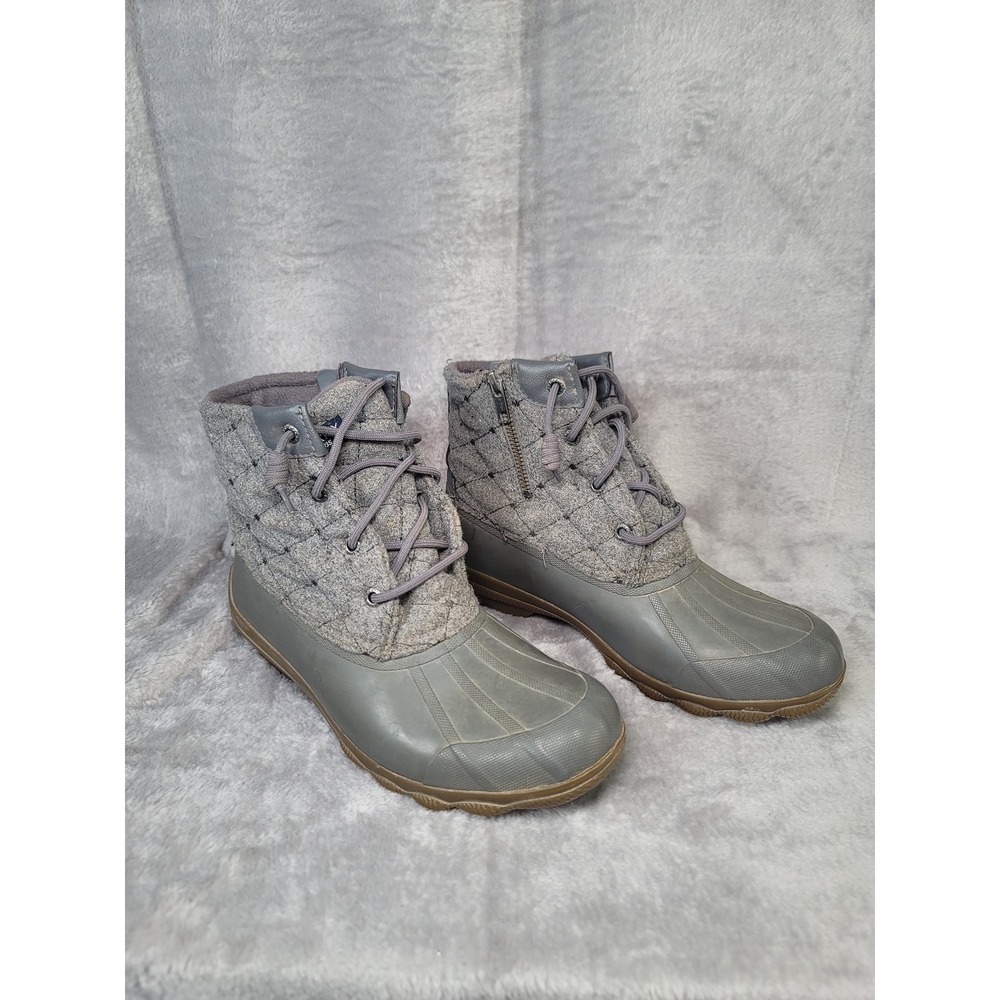 Sperry Syren Gulf Saltwater Quilt Wool Grey Duck Boots Waterproof 8 Gorpcore